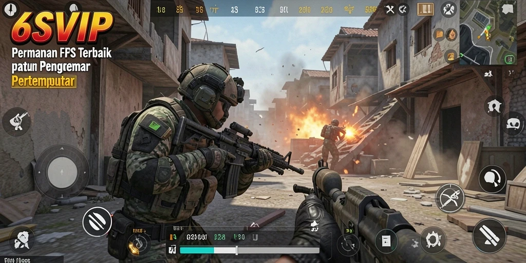 Screenshot gameplay 6SVIP dengan aksi pertempuran intens.