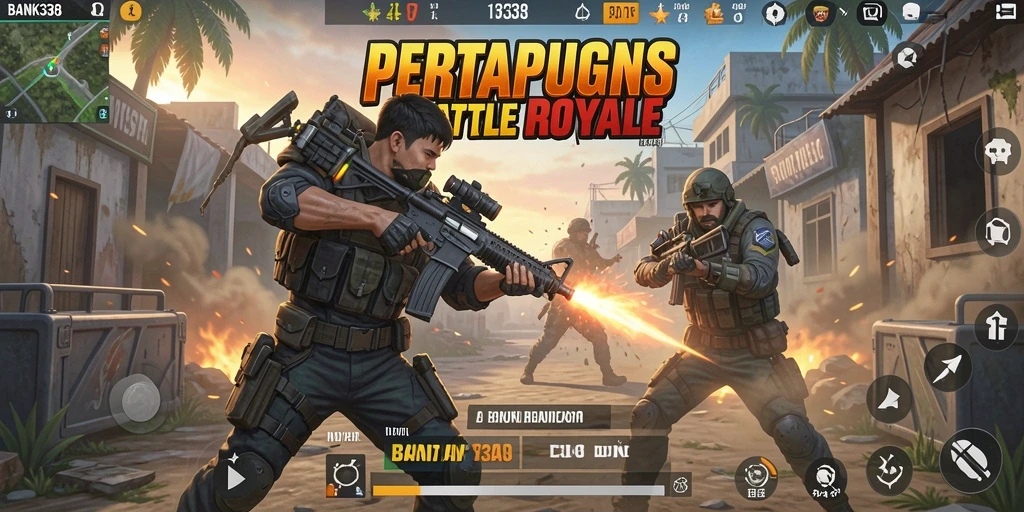 Gameplay BANK338 yang mendebarkan dalam mode Battle Royale.