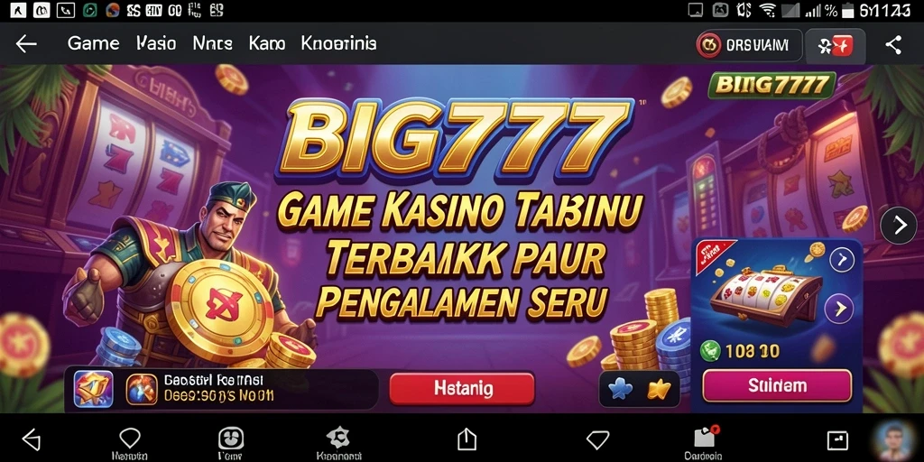 Screenshot utama BIG777 menampilkan gameplay Kasino yang mendebarkan dan menarik.