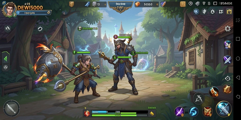 Screenshot DEWI5000 menunjukkan aksi strategi seru di battlefield.
